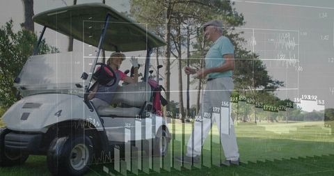Seniors Embracing Golf Game with Financial Growth Overlay