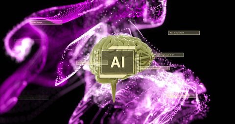 Futuristic AI Brain Surrounded by Digital Interaction - Download Free Stock Images Pikwizard.com