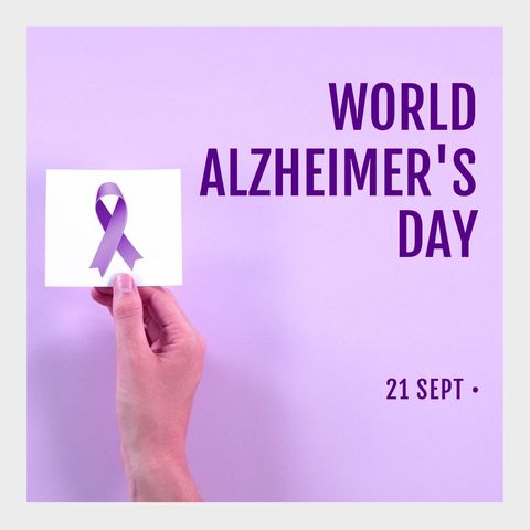 World Alzheimer's Day Poster with Hand Holding Ribbon - Download Free Stock Templates Pikwizard.com