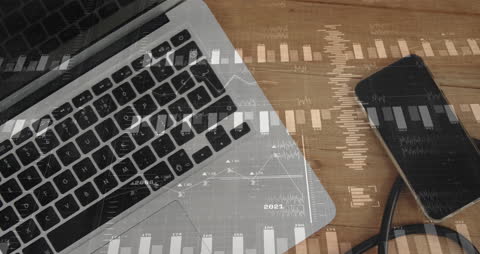 Futuristic Data Processing with Laptop and Smartphone