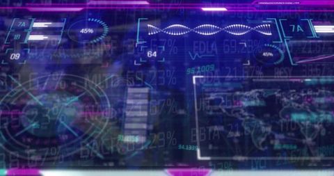 Futuristic HUD Sci-Fi Panel with Holographic Data Visualizations