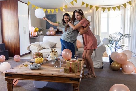 Joyful 30th Birthday Celebration at Home with Cake and Balloons