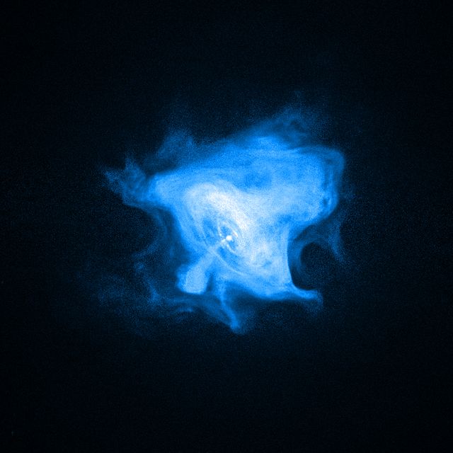 NASA image release January 12, 2010  NASA's Chandra X-ray Observatory reveals the complex X-ray-emitting central region of the Crab Nebula. This image is 9.8 light-years across. Chandra observations were not compatible with the study of the nebula's X-ray variations.   To read more go to: <a href="http://geeked.gsfc.nasa.gov/?p=4945" rel="nofollow">geeked.gsfc.nasa.gov/?p=4945</a>  Credit: NASA/CXC/SAO/F. Seward et al.  <b><a href="http://www.nasa.gov/centers/goddard/home/index.html" rel="nofollow">NASA Goddard Space Flight Center</a></b> enables NASA’s mission through four scientific endeavors: Earth Science, Heliophysics, Solar System Exploration, and Astrophysics. Goddard plays a leading role in NASA’s accomplishments by contributing compelling scientific knowledge to advance the Agency’s mission.  <b>Follow us on <a href="http://twitter.com/NASA_GoddardPix" rel="nofollow">Twitter</a></b>  <b>Join us on <a href="http://www.facebook.com/pages/Greenbelt-MD/NASA-Goddard/395013845897?ref=tsd" rel="nofollow">Facebook</a></b>