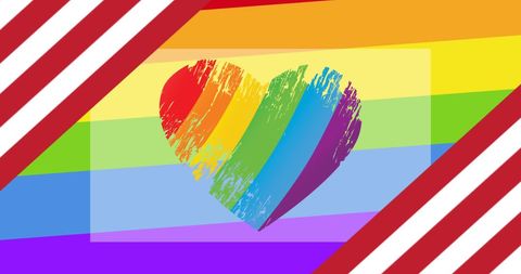 American Flag with Rainbow Heart Celebrating LGBTQ Pride