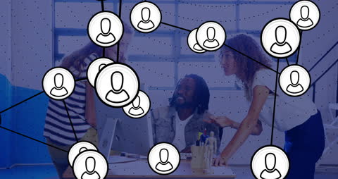 Diverse Team Networking in Modern Office Setting