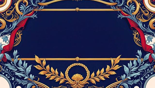 Baroque frame with gold filigree and red drapery