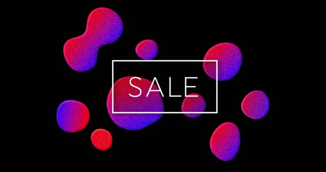 Vibrant sale banner featuring abstract shapes on a black background. Neon colors and modern design make it ideal for retail and online promotions. Perfect for social media ads, website headers, or promotional materials to attract attention and highlight special offers.