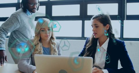 Diverse Business Team Collaborating on Green Data Solution