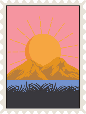 Sunrise Over Mountains and Water with Transparent Background
