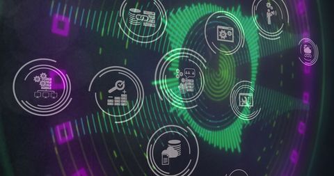 Futuristic digital interface with neon effects