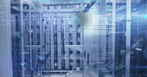 Data Storage with Mathematical Equations Overlaid in Server Room - Download Free Stock Images Pikwizard.com