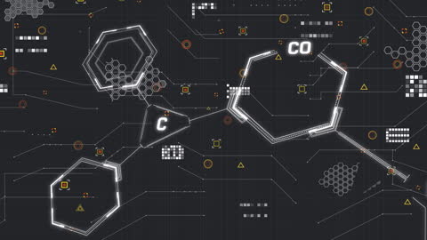 Animated Chemical Formula on Digital Circuit Background