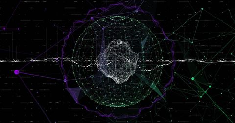 Abstract Digital Globe with Plexus Networks on Black Background - Download Free Stock Images Pikwizard.com