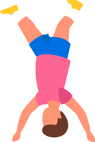 Flat design figure doing handstand on transparent background