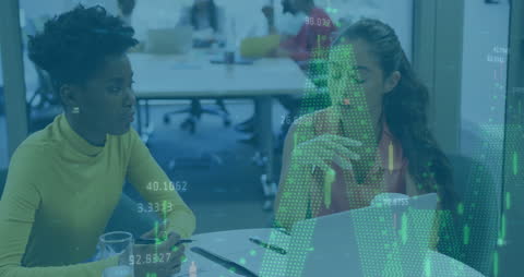 Business Team Analyzing Digital Financial Data on Screen