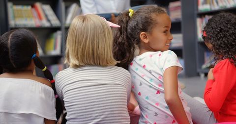Diverse Children Sitting in Library During Storytime - Download Free Stock Images Pikwizard.com