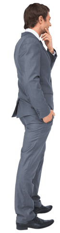 Caucasian Businessman Thinking with Hand on Chin Transparent Background