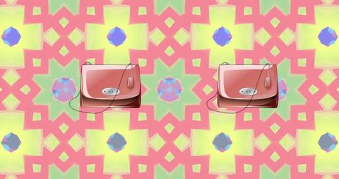 Pink handbags with kaleidoscope background displaying fashion elegance