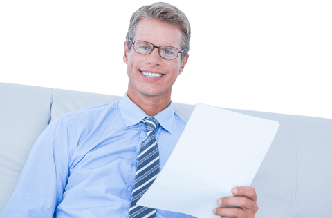 successful businessman holding transparent document smiling - Download Free Stock Videos Pikwizard.com
