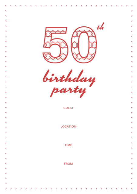 Transparent Digital 50th Birthday Party Invitation with Red Pattern - Download Free Stock Videos Pikwizard.com