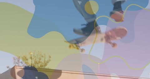 Abstract Overlay with Skateboarder Performing Aerial Trick