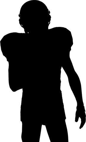 Transparent silhouette male american football player