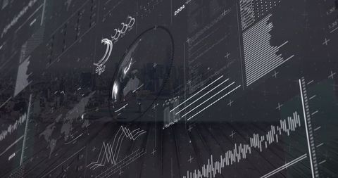 Futuristic Data Visualization with Glass Sphere and Cityscape