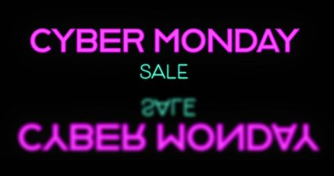 Cyber Monday Sale Neon Reflection on Black Background - Download Free Stock Images Pikwizard.com