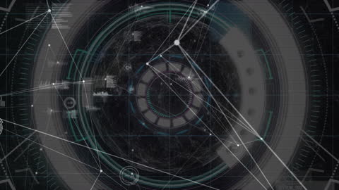 Futuristic Digital Interface with Complex Network Connections