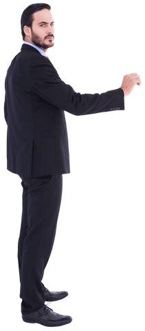 Transparent Serious Businessman Raising Arm in Suit - Download Free Stock Videos Pikwizard.com
