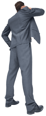 Rear view businessman posing on transparent background