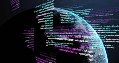 Digital Data Streams Flowing Around Global Sphere