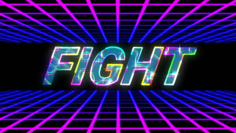 Vibrant Cyberpunk Fight Text Digital Perspective Background