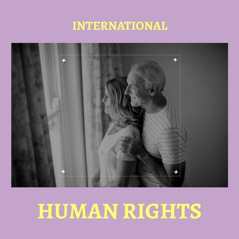 senior caucasian couple standing in representation of human rights - Download Free Stock Templates Pikwizard.com