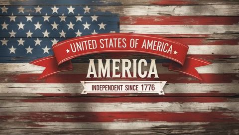 Rustic american flag with vintage patriotic ribbon and banner