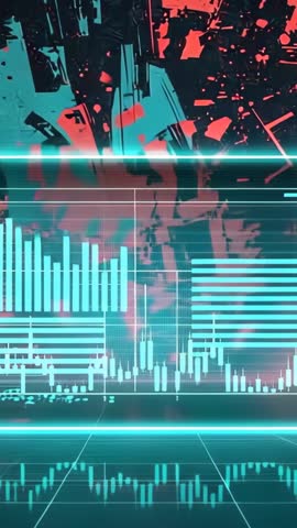 Initializing neon equalizer bars animating audio data in futuristic holographic interface