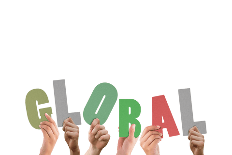 Hands Holding Global Text on Transparent Background Illustration - Download Free Stock Videos Pikwizard.com