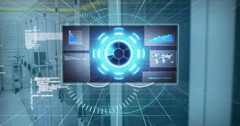 Futuristic Data Processing with Network Interface in Digital Workspace - Download Free Stock Images Pikwizard.com
