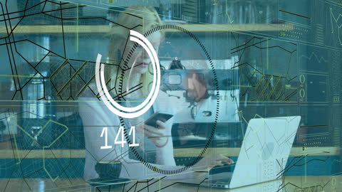 Businesswoman Analyzing Data on Smartphone and Laptop