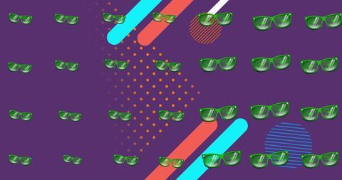 Green Party Sunglasses on Vibrant Geometric Purple Background - Download Free Stock Images Pikwizard.com