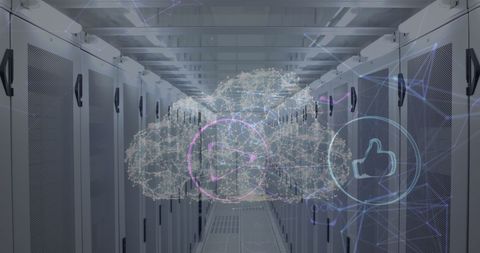 Cloud Technology in Modern Server Room with Digital Holograms - Download Free Stock Images Pikwizard.com