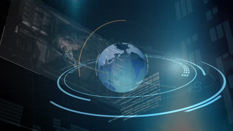 Futuristic Digital Globe Navigated by Data Interfaces