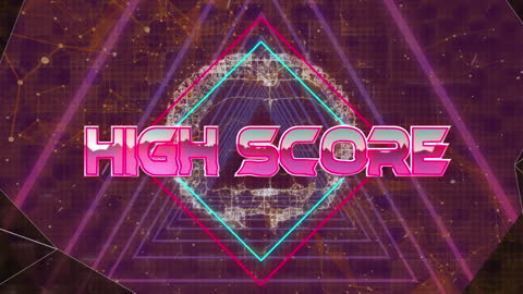 Retro Futuristic High Score Banner with Brain Graphic