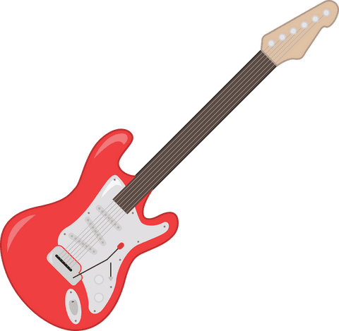 Red electric guitar illustration on transparent background