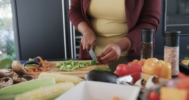 Woman Chopping Vegetables for Home Cooking - Download Free Stock Images Pikwizard.com