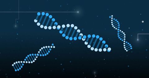 Digital DNA Strands Floating Over Futuristic Data Background - Download Free Stock Images Pikwizard.com