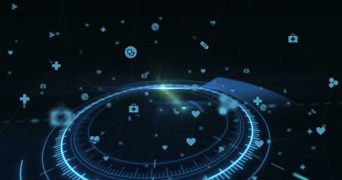 Futuristic Digital Networking Interface with Floating Icons - Download Free Stock Images Pikwizard.com