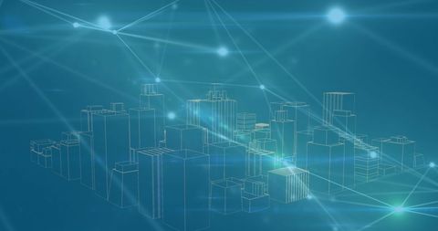 Digital Cityscape and Network Connections with Blue Overlay - Download Free Stock Images Pikwizard.com