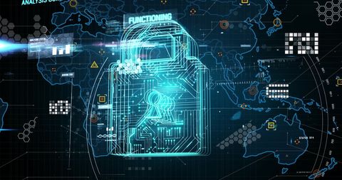 Futuristic Global Cybersecurity Interface With Digital Padlock - Download Free Stock Images Pikwizard.com