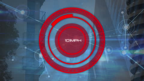 Data Processing Overlay on Cityscape Animation